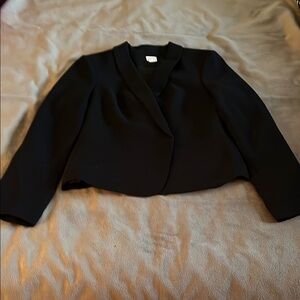 LOFT Black Cropped Blazer with Textured Fabric